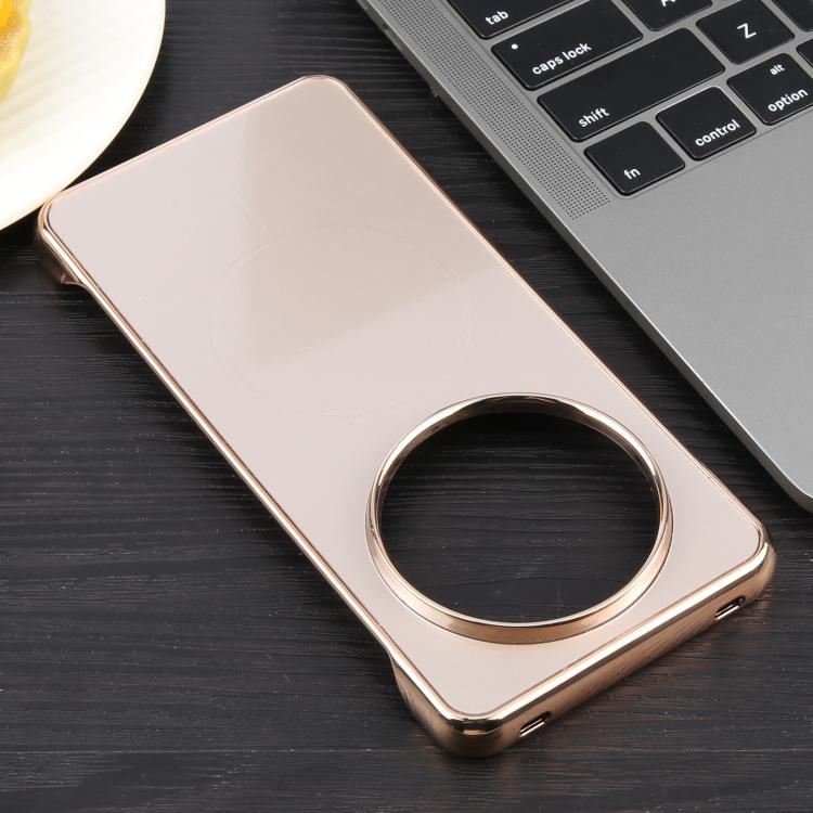 For Huawei Mate 60 Pro Electroplating Frameless Frosted Anti-Glare PC MagSafe Phone Case(Desert Gold) by bashfashion