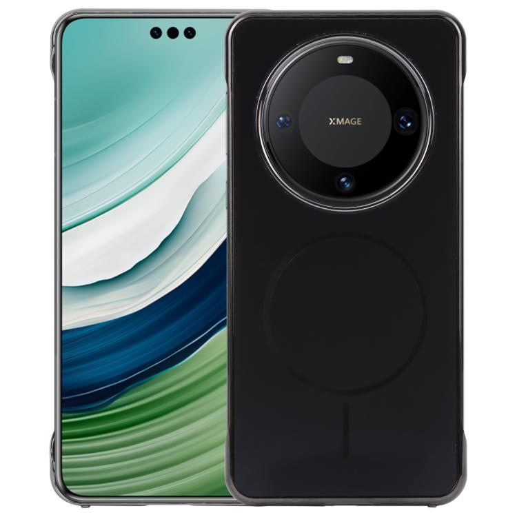 For Huawei Mate 60 Pro Electroplating Frameless Frosted Anti-Glare PC MagSafe Phone Case(Black) by bashfashion