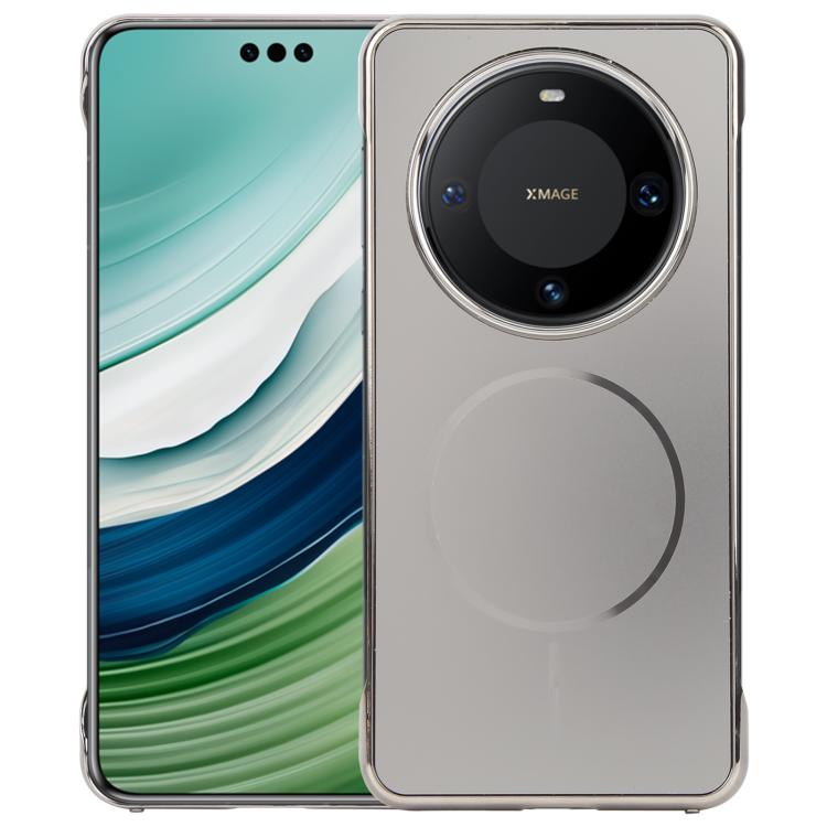 For Huawei Mate 60 Pro Electroplating Frameless Frosted Anti-Glare PC MagSafe Phone Case(Titanium Gray) by bashfashion