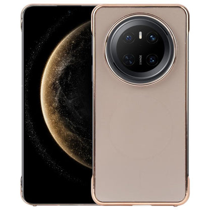 For Huawei Mate 70 Electroplating Frameless Frosted Anti-Glare PC MagSafe Phone Case(Desert Gold) by bashfashion