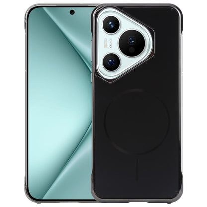 For Huawei Pura 70 Electroplating Frameless Frosted Anti-Glare PC MagSafe Phone Case(Black) by bashfashion