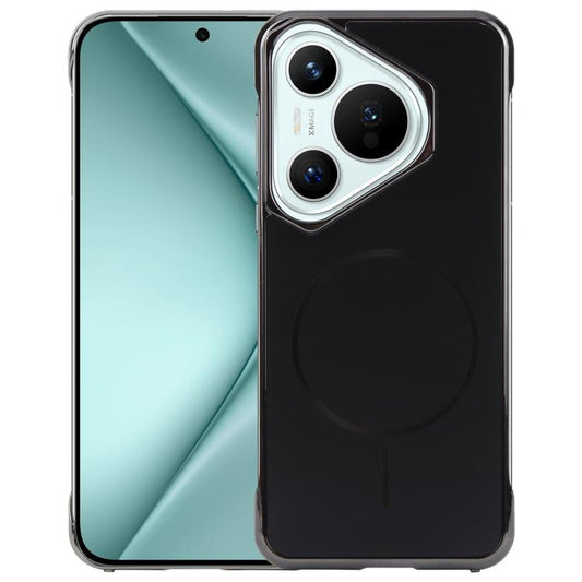 For Huawei Pura 70 Electroplating Frameless Frosted Anti-Glare PC MagSafe Phone Case(Black) by bashfashion