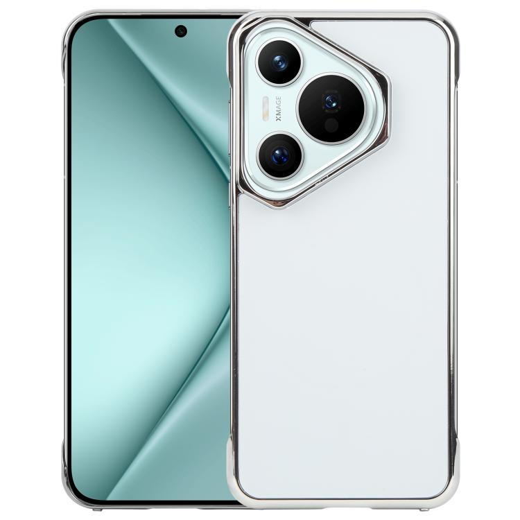 For Huawei Pura 70 Electroplating Frameless Frosted Anti-Glare PC MagSafe Phone Case(Silver White) by bashfashion