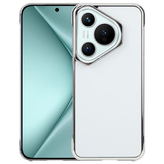 For Huawei Pura 70 Electroplating Frameless Frosted Anti-Glare PC MagSafe Phone Case(Silver White) by bashfashion