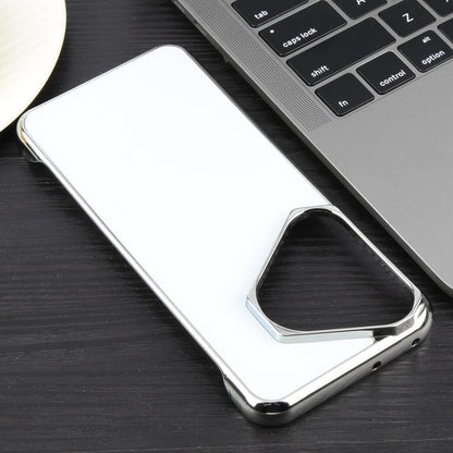 For Huawei Pura 70 Electroplating Frameless Frosted Anti-Glare PC MagSafe Phone Case(Silver White) by bashfashion