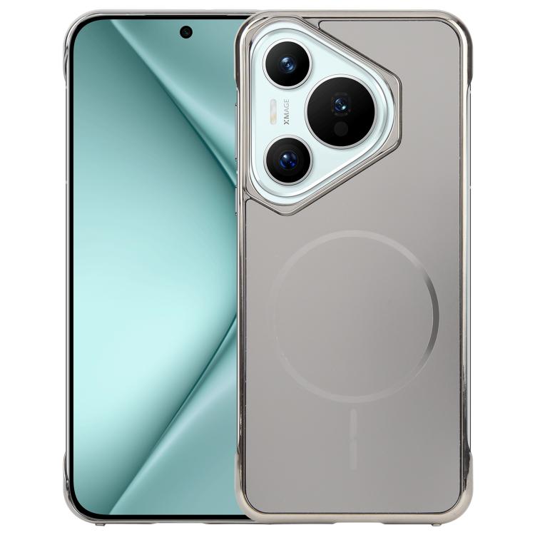 For Huawei Pura 70 Electroplating Frameless Frosted Anti-Glare PC MagSafe Phone Case(Titanium Gray) by bashfashion