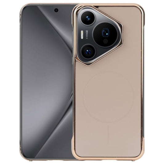 For Huawei Pura 70 Pro / 70 Pro+ Electroplating Frameless Frosted Anti-Glare PC MagSafe Phone Case(Desert Gold) by bashfashion