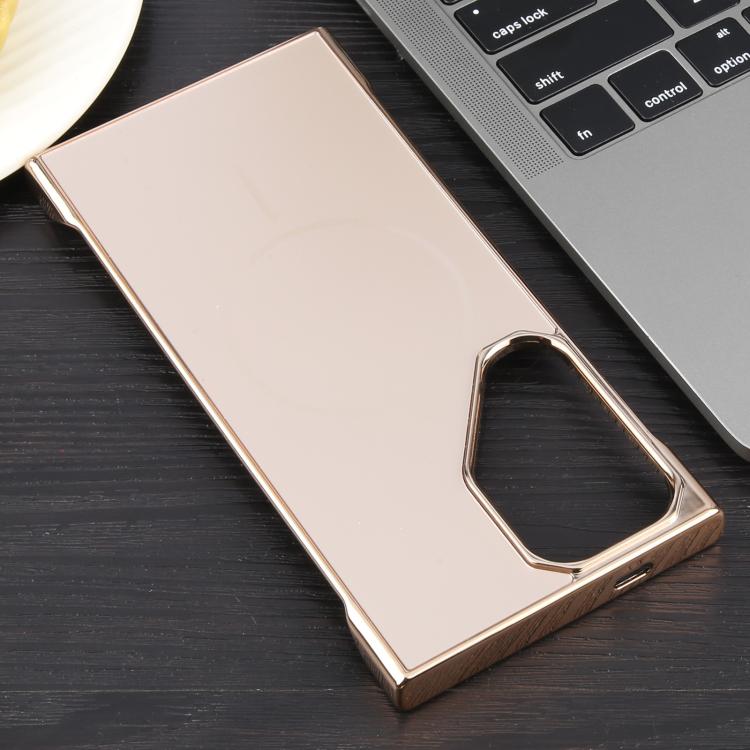 For Samsung Galaxy S22 Ultra 5G Electroplating Frameless Frosted Anti-Glare PC MagSafe Phone Case(Desert Gold) by bashfashion