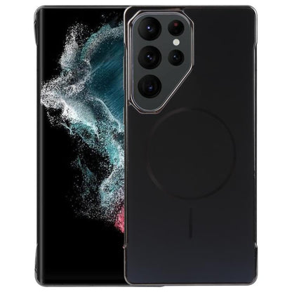 For Samsung Galaxy S22 Ultra 5G Electroplating Frameless Frosted Anti-Glare PC MagSafe Phone Case(Black) by bashfashion