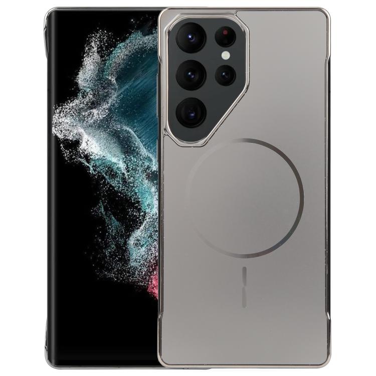 For Samsung Galaxy S22 Ultra 5G Electroplating Frameless Frosted Anti-Glare PC MagSafe Phone Case(Titanium Gray) by bashfashion