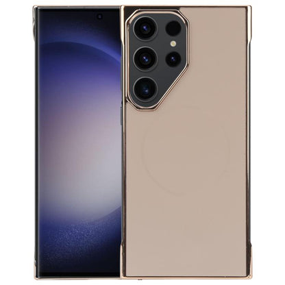 For Samsung Galaxy S23 Ultra 5G Electroplating Frameless Frosted Anti-Glare PC MagSafe Phone Case(Desert Gold) by bashfashion