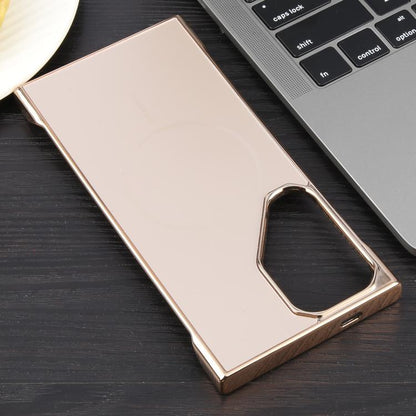 For Samsung Galaxy S23 Ultra 5G Electroplating Frameless Frosted Anti-Glare PC MagSafe Phone Case(Desert Gold) by bashfashion