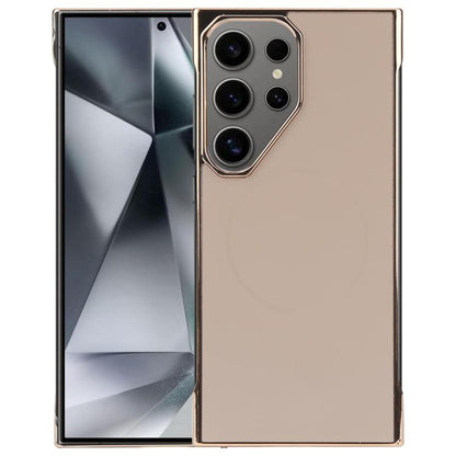 For Samsung Galaxy S24 Ultra 5G Electroplating Frameless Frosted Anti-Glare PC MagSafe Phone Case(Desert Gold) by bashfashion