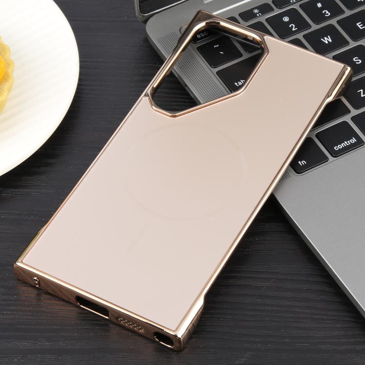 For Samsung Galaxy S24 Ultra 5G Electroplating Frameless Frosted Anti-Glare PC MagSafe Phone Case(Desert Gold) by bashfashion