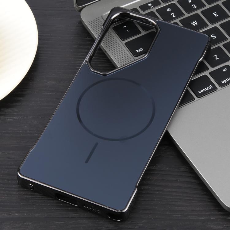 For Samsung Galaxy S25 Ultra 5G Electroplating Frameless Frosted Anti-Glare PC MagSafe Phone Case(Black) by bashfashion