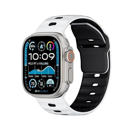 For Apple Watch 46mm / 49mm / 45mm / 44mm Dual-Color Mecha Armor Silicone Watch Band(Whtie Black) by bashfashion