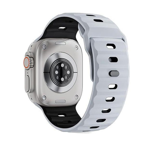 For Apple Watch 46mm / 49mm / 45mm / 44mm Dual-Color Mecha Armor Silicone Watch Band(Whtie Black) by bashfashion