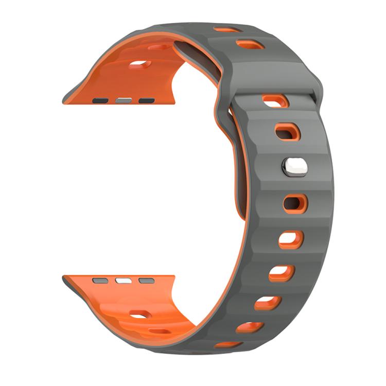 For Apple Watch 46mm / 49mm / 45mm / 44mm Dual-Color Mecha Armor Silicone Watch Band(Whtie Black) by bashfashion