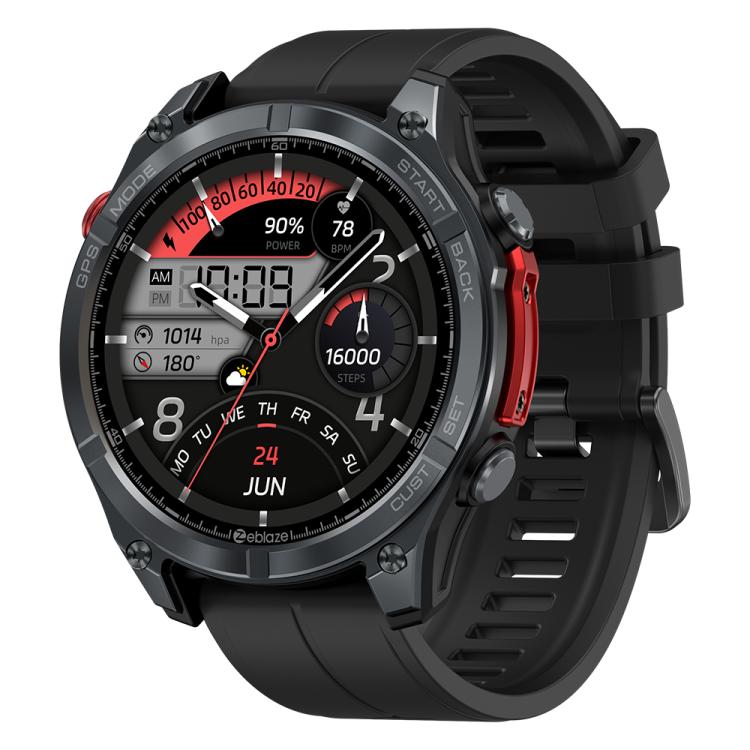 Zeblaze Stratos 4 Rugged Outdoor GPS Smart Watch 1.43 inch Screen 5 ATM & IP69K(Black) by Zeblaze