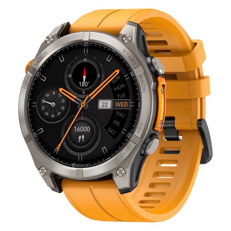 Zeblaze Stratos 4 Rugged Outdoor GPS Smart Watch 1.43 inch Screen 5 ATM & IP69K(Orange) by Zeblaze