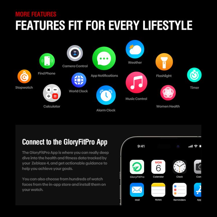 Zeblaze Stratos 4 Rugged Outdoor GPS Smart Watch 1.43 inch Screen 5 ATM & IP69K(Orange) by Zeblaze