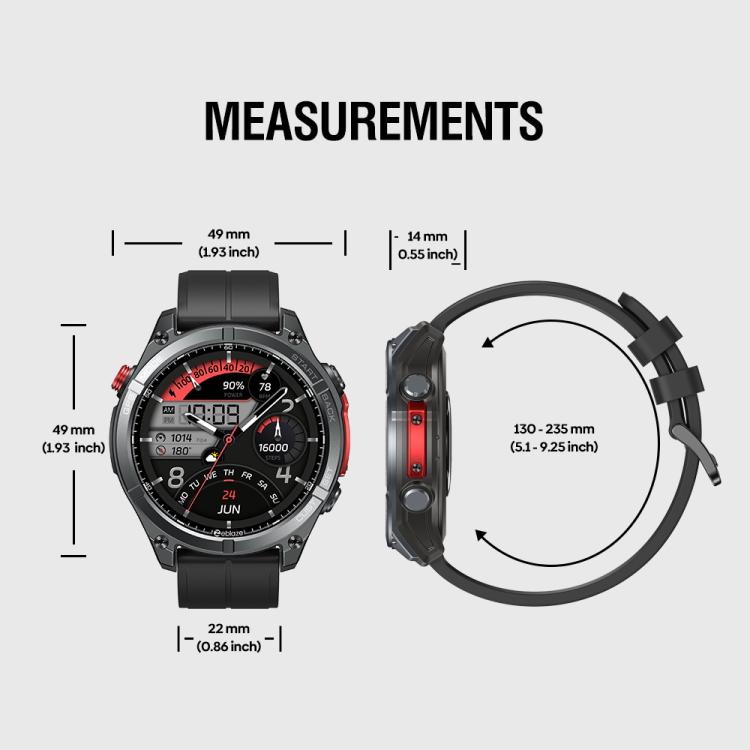 Zeblaze Stratos 4 Rugged Outdoor GPS Smart Watch 1.43 inch Screen 5 ATM & IP69K(Black) by Zeblaze