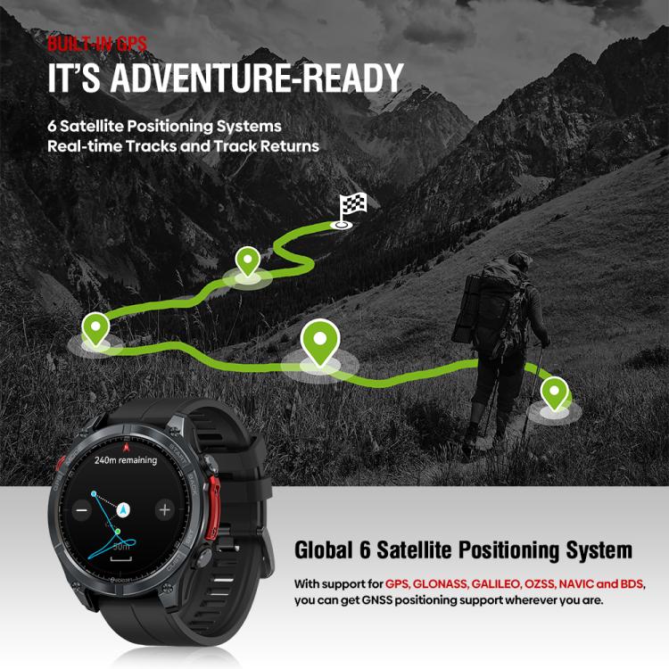 Zeblaze Stratos 4 Rugged Outdoor GPS Smart Watch 1.43 inch Screen 5 ATM & IP69K(Orange) by Zeblaze