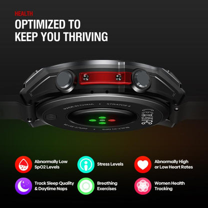 Zeblaze Stratos 4 Rugged Outdoor GPS Smart Watch 1.43 inch Screen 5 ATM & IP69K(Black) by Zeblaze