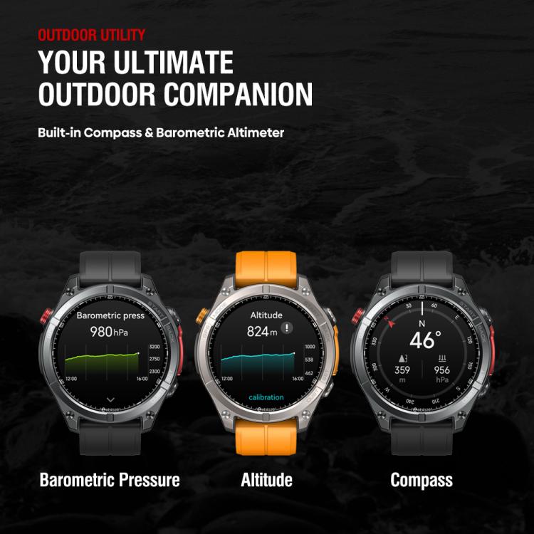 Zeblaze Stratos 4 Rugged Outdoor GPS Smart Watch 1.43 inch Screen 5 ATM & IP69K(Black) by Zeblaze