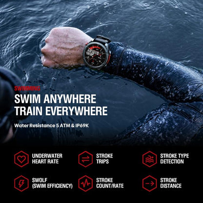 Zeblaze Stratos 4 Rugged Outdoor GPS Smart Watch 1.43 inch Screen 5 ATM & IP69K(Black) by Zeblaze