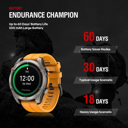 Zeblaze Stratos 4 Rugged Outdoor GPS Smart Watch 1.43 inch Screen 5 ATM & IP69K(Black) by Zeblaze