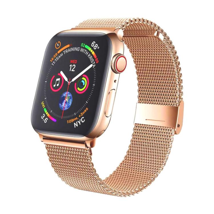 For Apple Watch 42 / 44 / 45 / 46 / 49mm xDfind Milanese Buckle Metal Watch Band(Rose Gold) by xDfind