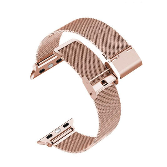 For Apple Watch 42 / 44 / 45 / 46 / 49mm xDfind Milanese Buckle Metal Watch Band(Rose Gold) by xDfind