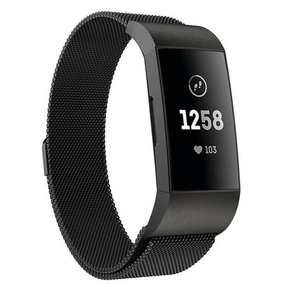 For Fitbit Charge 3 / 4 xDfind Milanese Magnetic Stainless Steel Watch Band(Black) by xDfind