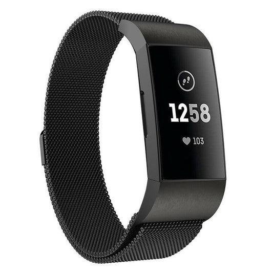 For Fitbit Charge 3 / 4 xDfind Milanese Magnetic Stainless Steel Watch Band(Black) by xDfind