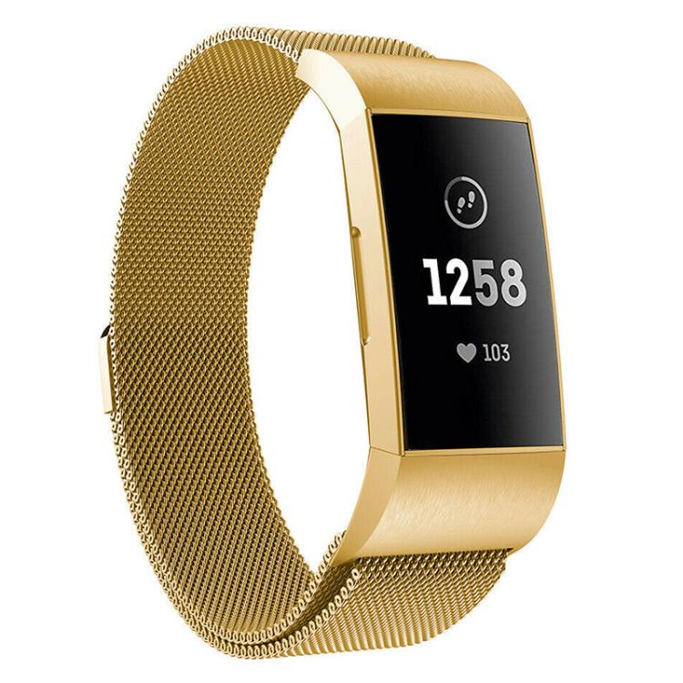 For Fitbit Charge 3 / 4 xDfind Milanese Magnetic Stainless Steel Watch Band(Gold) by xDfind