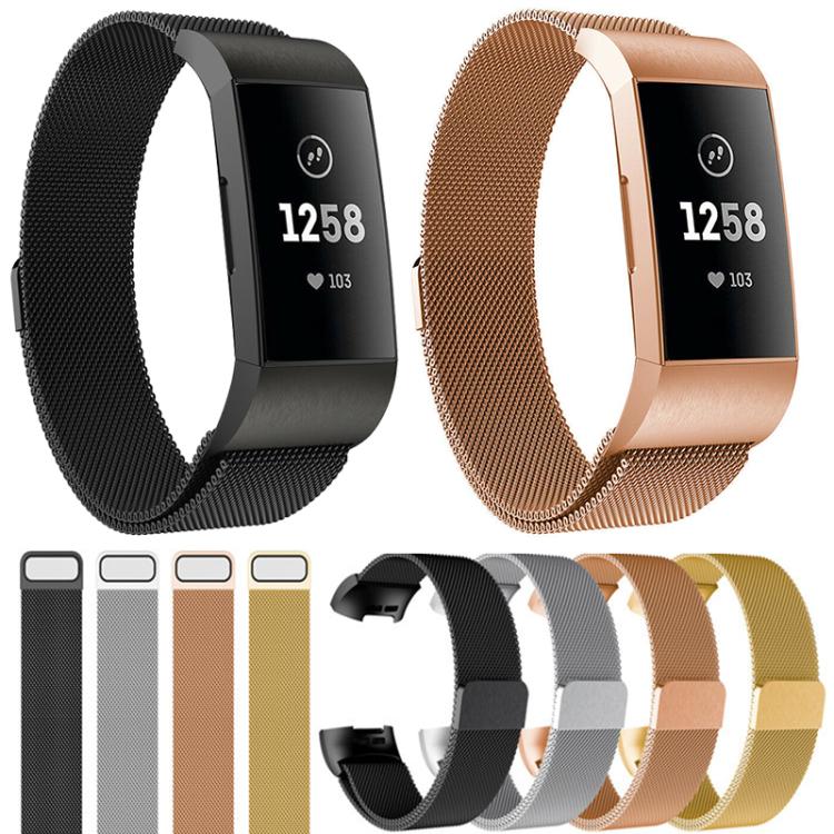 For Fitbit Charge 3 / 4 xDfind Milanese Magnetic Stainless Steel Watch Band(Gold) by xDfind
