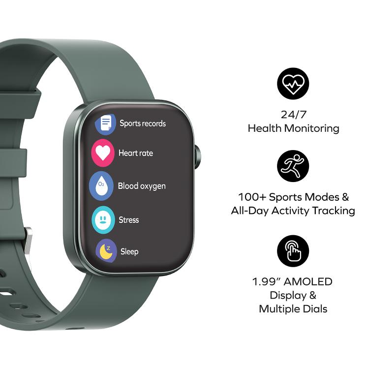 MOMAX SW3S 1.99 inch Screen 3ATM Waterproof Smart Sports Watch(Green) by MOMAX