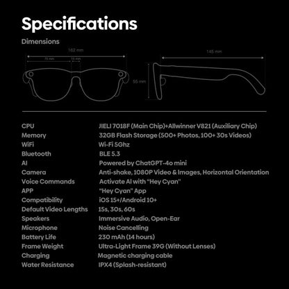 Zeblaze Eyewear AI Shooting Glasses Open-ear Audio AI Assistance(Transparent Lenses) by Zeblaze