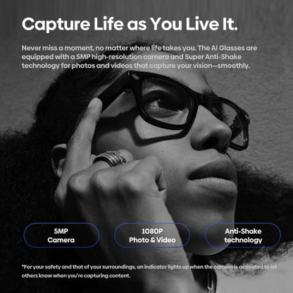 Zeblaze Eyewear AI Shooting Glasses Open-ear Audio AI Assistance(Transparent Lenses) by Zeblaze