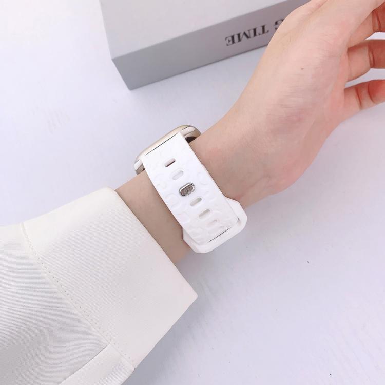 For Apple Watch 46mm / 49mm / 45mm / 44mm Buckle Concave Leopard Silicone Watch Band(White) by bashfashion