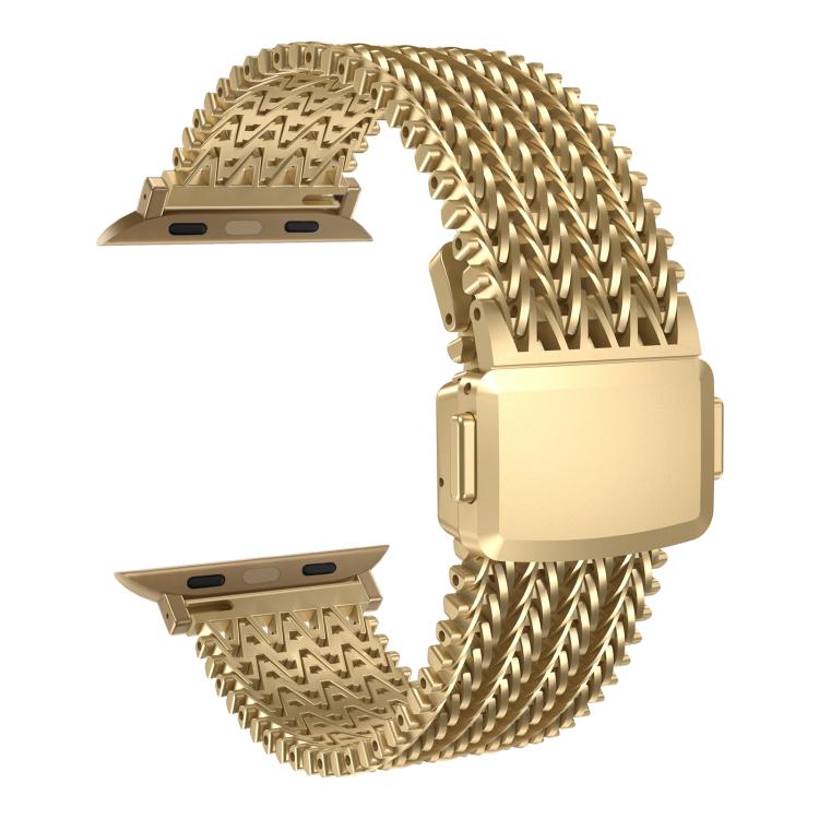 For Apple Watch 46mm / 49mm / 45mm / 44mm Mesh Magnetic Stainless Steel Watch Band(Gold) by bashfashion