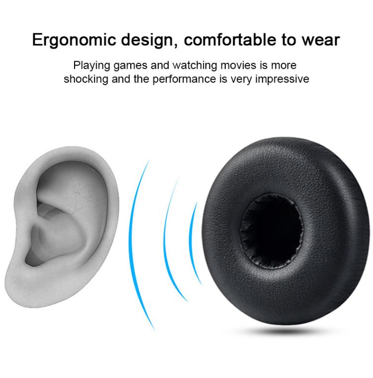 2pcs Protein Leather Bluetooth Headset Replacement Earpads For AKG N60NCBT(Black) by bashfashion