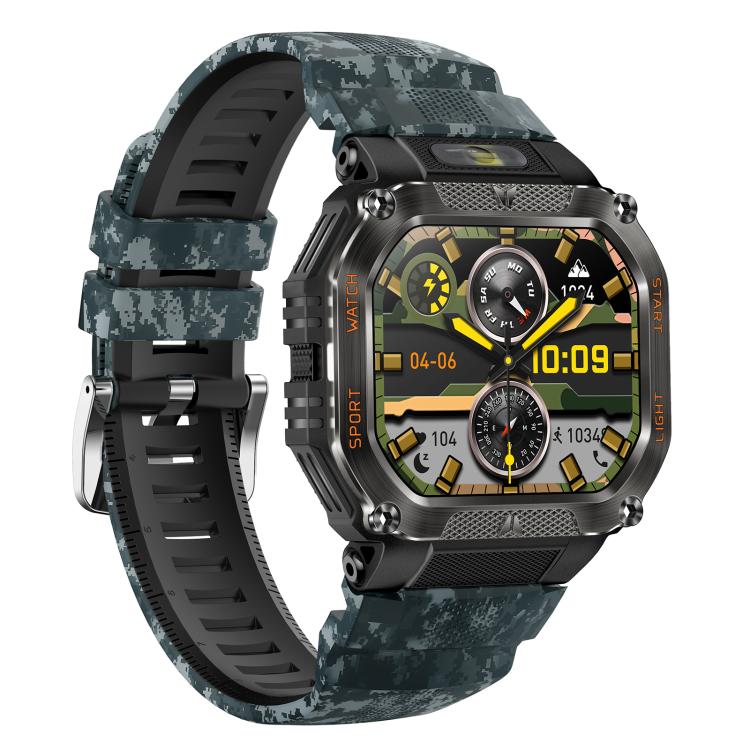 HT34 1.75 inch IPS Screen 3ATM Outdoor Sports BT Smart Watch(Camouflage) by bashfashion