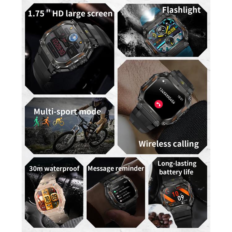 HT34 1.75 inch IPS Screen 3ATM Outdoor Sports BT Smart Watch(Camouflage) by bashfashion