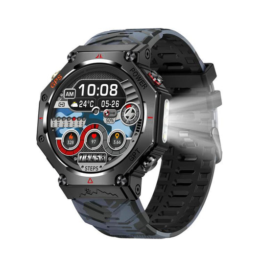 KC91 1.39 inch IPS Screen 3ATM Outdoor GPS Smart Watch with Flashlight(Camouflage) by bashfashion