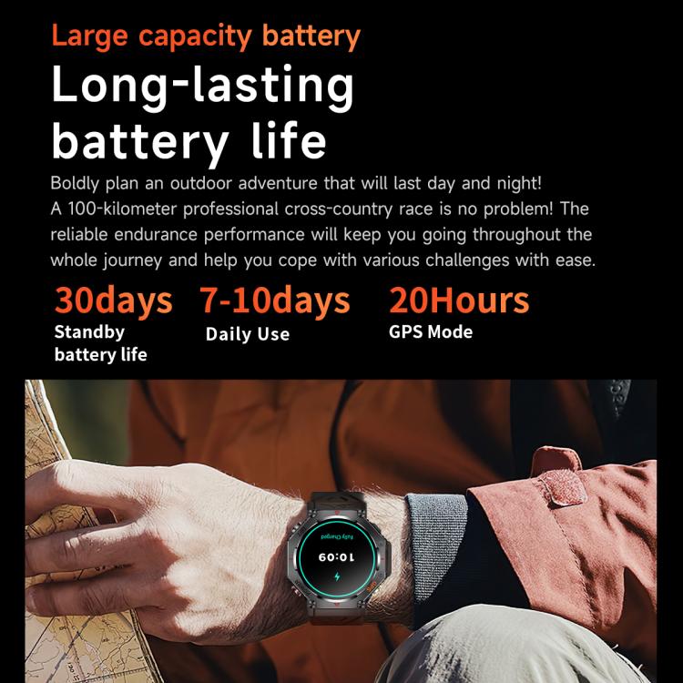 KC91 1.39 inch IPS Screen 3ATM Outdoor GPS Smart Watch with Flashlight(Camouflage) by bashfashion