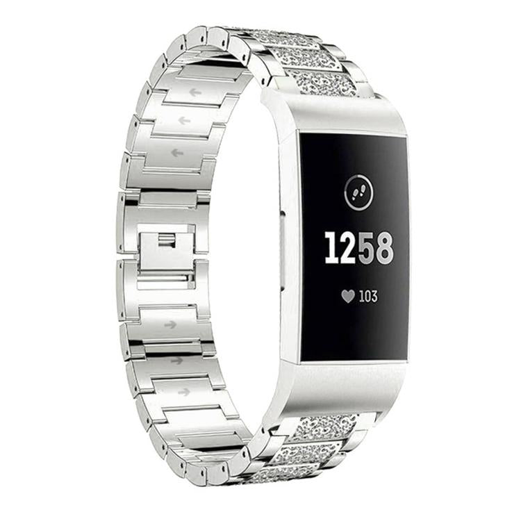 For Fitbit Charge 4 / 3 18mm xDfind Diamond Jewelry Stainless Steel Watch Band(Silver) by xDfind