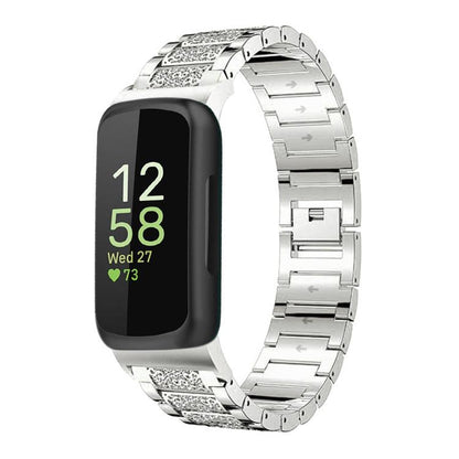 For Fitbit Inspire 3 12mm xDfind Diamond Jewelry Stainless Steel Watch Band(Silver) by xDfind