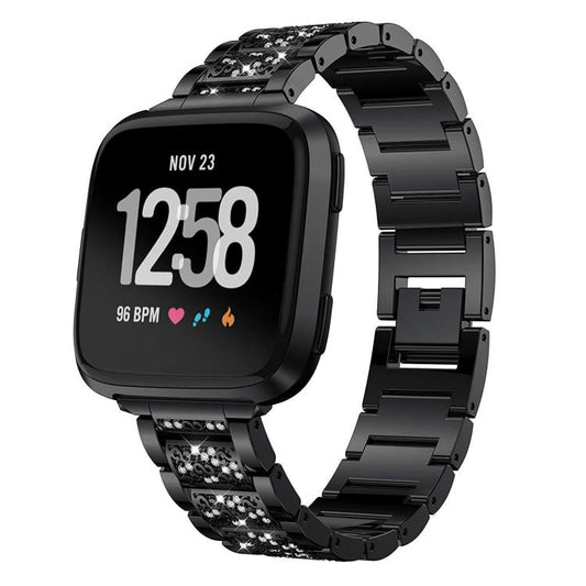 For Fitbit Versa 4 / 3 / Sense2 / 1 20mm xDfind Diamond Jewelry Stainless Steel Watch Band(Black) by xDfind